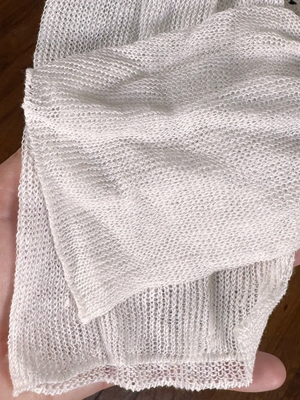 NWT Eileen Fisher Linen Sweater 3X White Crochet Minimalist Open Knit Pullover